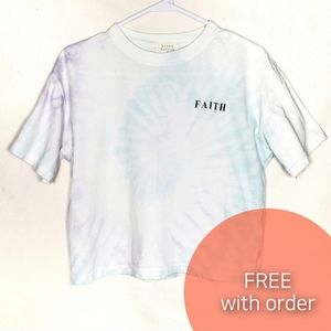 Cropped tie dye t-shirt Bible verse faith white